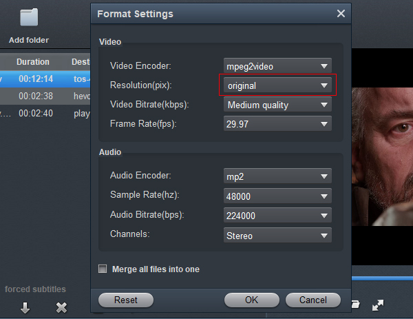 XAVC Video Converter - Settings